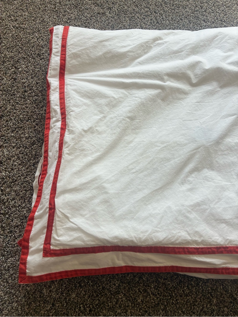 Restoration Hardware Queen Duvet Made in Italy White with Red Border